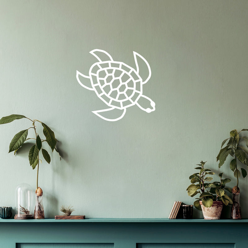 Vinyl Wall Art Decal - Geometric Turtle - 20" x 17" - Modern Sticker Trendy Animal Figures Minimalist Design For Home Bedroom Living Room Work Office Store Decor 3
