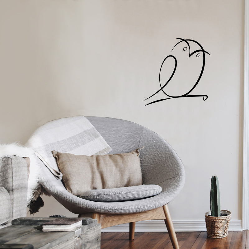 Vinyl Wall Art Decal - Owl Line Art - Modern Sticker Trendy Animal Figure Minimalist Design For Home Bedroom Living Room Work Office Store Decor 3