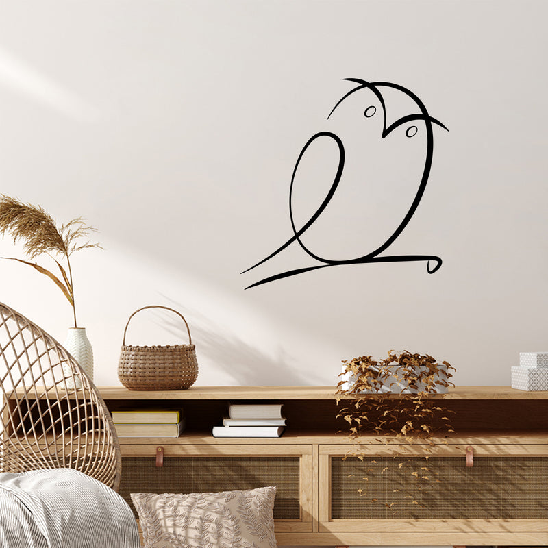 Vinyl Wall Art Decal - Owl Line Art - 14" x 14" - Modern Sticker Trendy Animal Figures Minimalist Design For Home Bedroom Living Room Work Office Store Decor 2