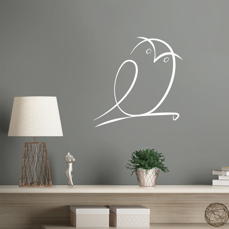 Vinyl Wall Art Decal - Owl Line Art - 14" x 14" - Modern Sticker Trendy Animal Figures Minimalist Design For Home Bedroom Living Room Work Office Store Decor 3