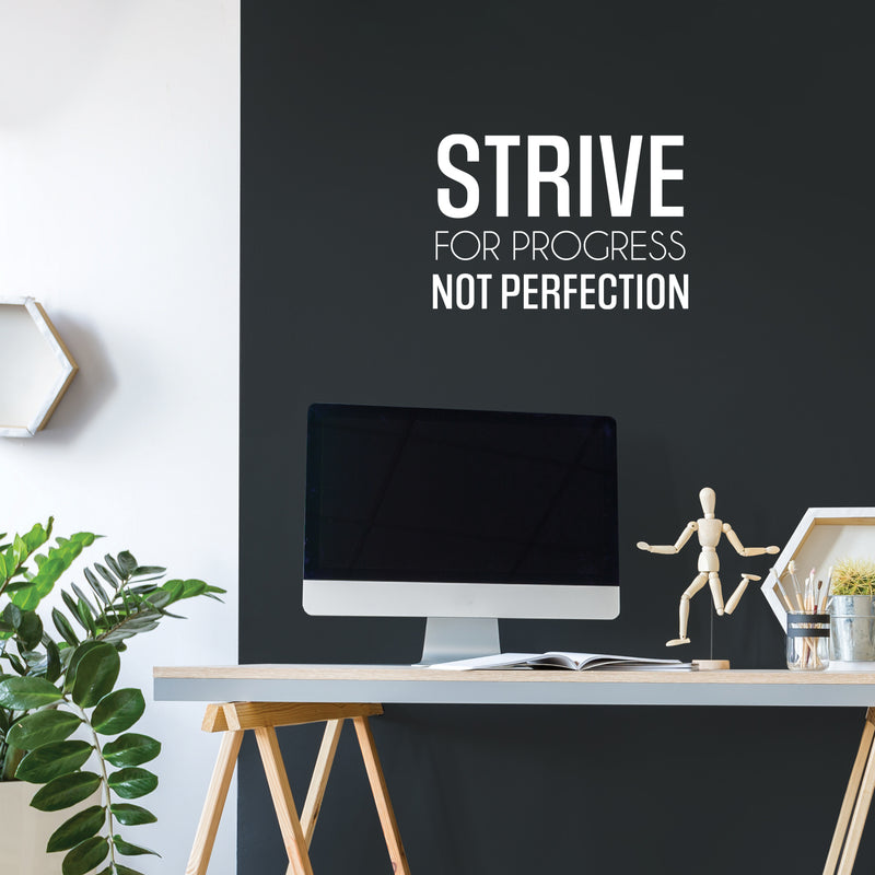 Vinyl Wall Art Decal - Strive For Progress Not Perfection - 16" x 23.5" - Trendy Motivational Positive Lifestyle Quote Sticker For Bedroom Living Room Office School Coffee Shop Gym Fitness Decor 2