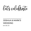 Vinyl Art Decal - Custom Wedding Names Let's Celebrate - 12.5" x 15" - Elegant Sticker Personalized Bride Groom Marriage For Reception Entry Hall Windows Mirrors Doors Entrance Decor 1