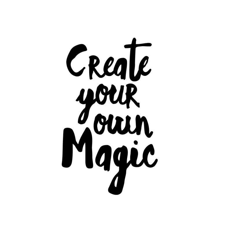 Vinyl Wall Art Decal - Create Your Own Magic - 19.5" x 12" - Modern Inspirational Positive Lovely Quote Sticker For Home Bedroom Living Room Playroom School Coffee Shop Office Decor 1