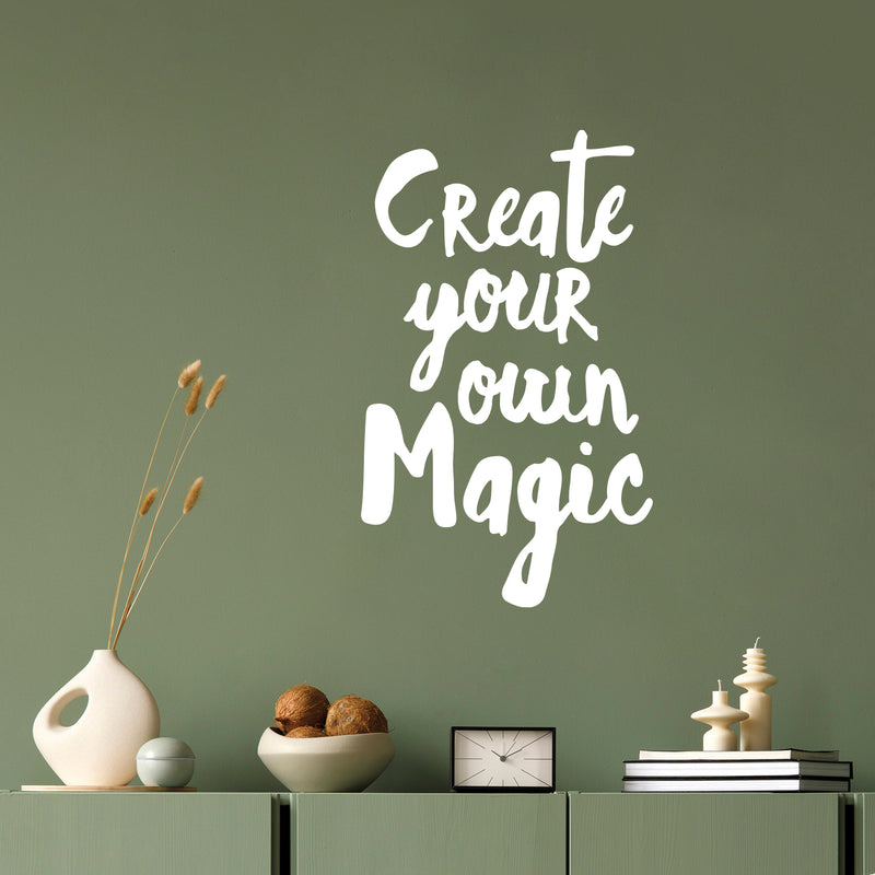 Vinyl Wall Art Decal - Create Your Own Magic - 19.5" x 12" - Modern Inspirational Positive Lovely Quote Sticker For Home Bedroom Living Room Playroom School Coffee Shop Office Decor 2