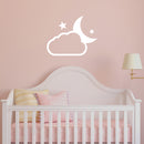 Vinyl Wall Art Decal - Moon Cloud - 21" x 16.5" - Trendy Inspirational Cute Night Design Sticker For Children Bedroom Home Baby Nursery Daycare Stars Kids Room Decor 2