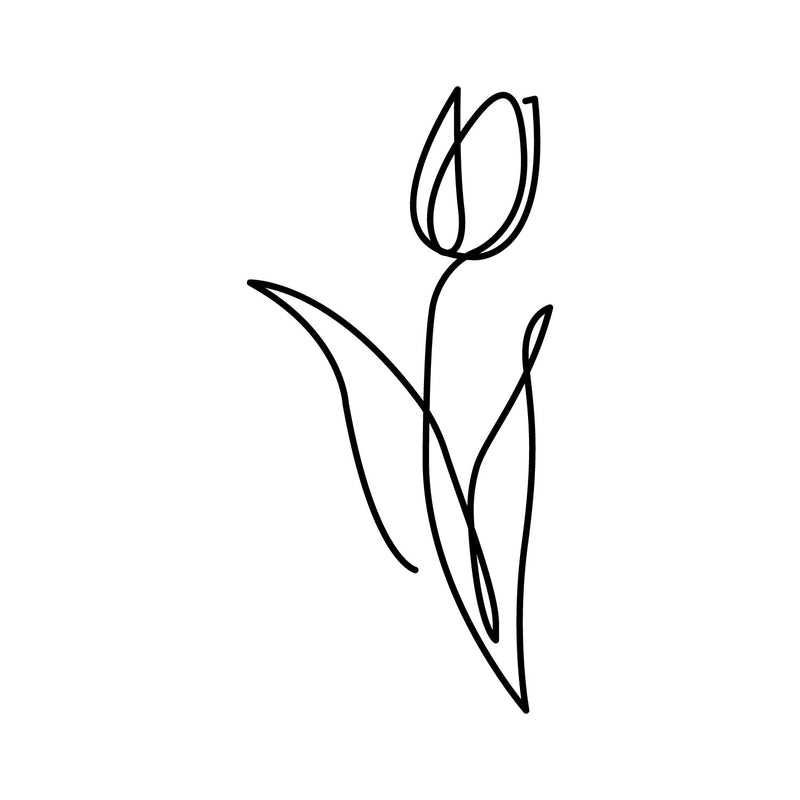 Vinyl Wall Art Decal - One Line Flower - - Simple Tulip Line Design Sticker For Home Bedroom Store Office Living Room Minimal Flowers Decor 1