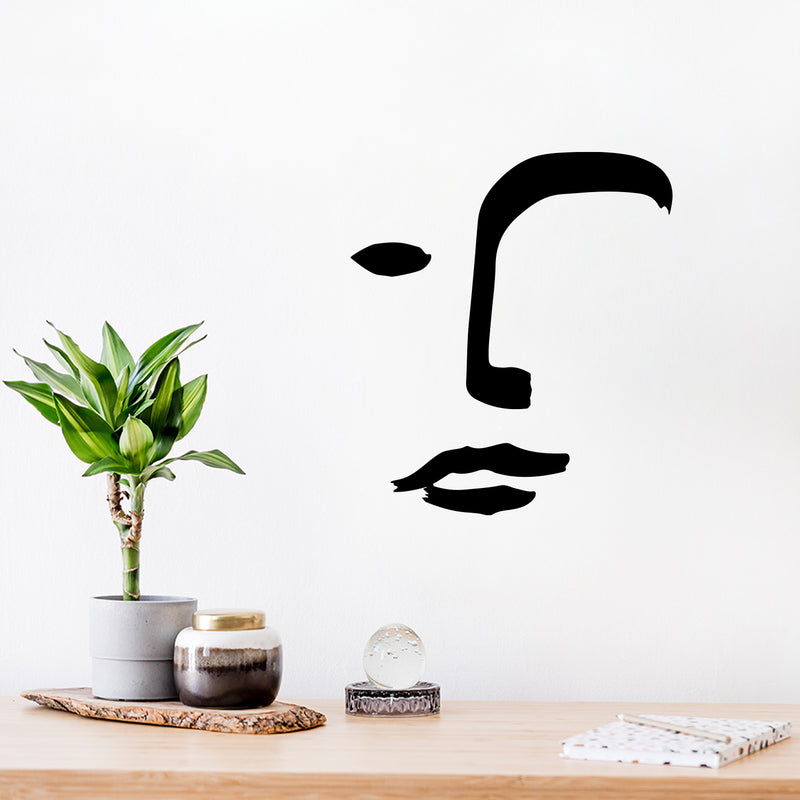 Vinyl Wall Art Decal - Abstract Face - 14.5" x 13" - Modern Inspiring Minimalist Design Sticker For Home Bedroom Closet Living Room School Classroom Office Coffee Shop Decor 2