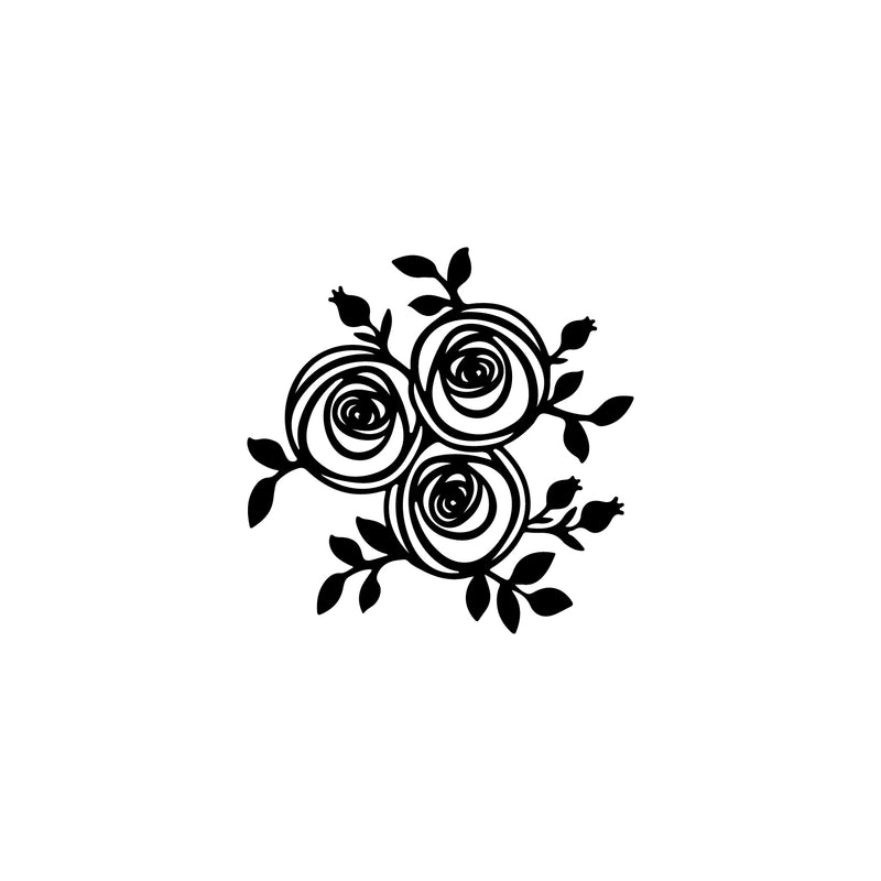 Vinyl Wall Art Decal - Line Flowers - 17" x 17" - Simple Roses Line Design Sticker For Home Bedroom Flower Store Office Living Room Minimal Flowers Decor 1
