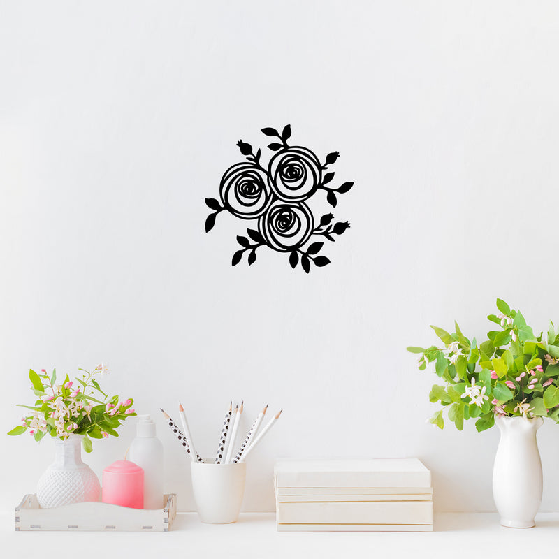 Vinyl Wall Art Decal - Line Flowers - Simple Roses Line Design Sticker For Home Bedroom Flower Store Office Living Room Minimal Flowers Decor 2