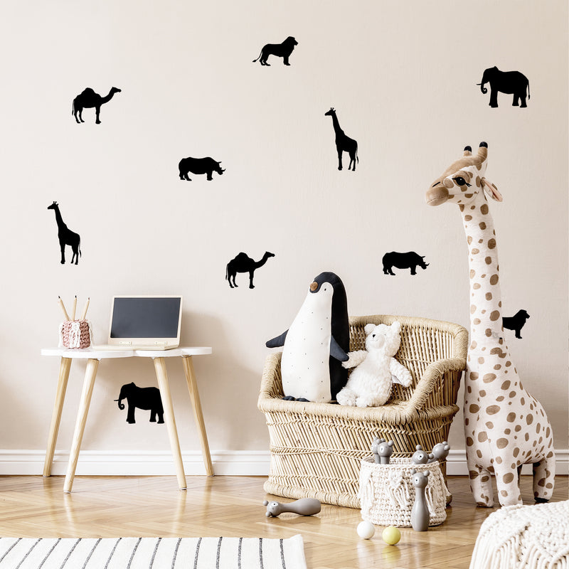 Vinyl Wall Art Decal - Zoo Animals Set - From Each - Cute Adhesive Sticker Minimal Animal Design For Children Bedroom Home School Kids Room Decor 2