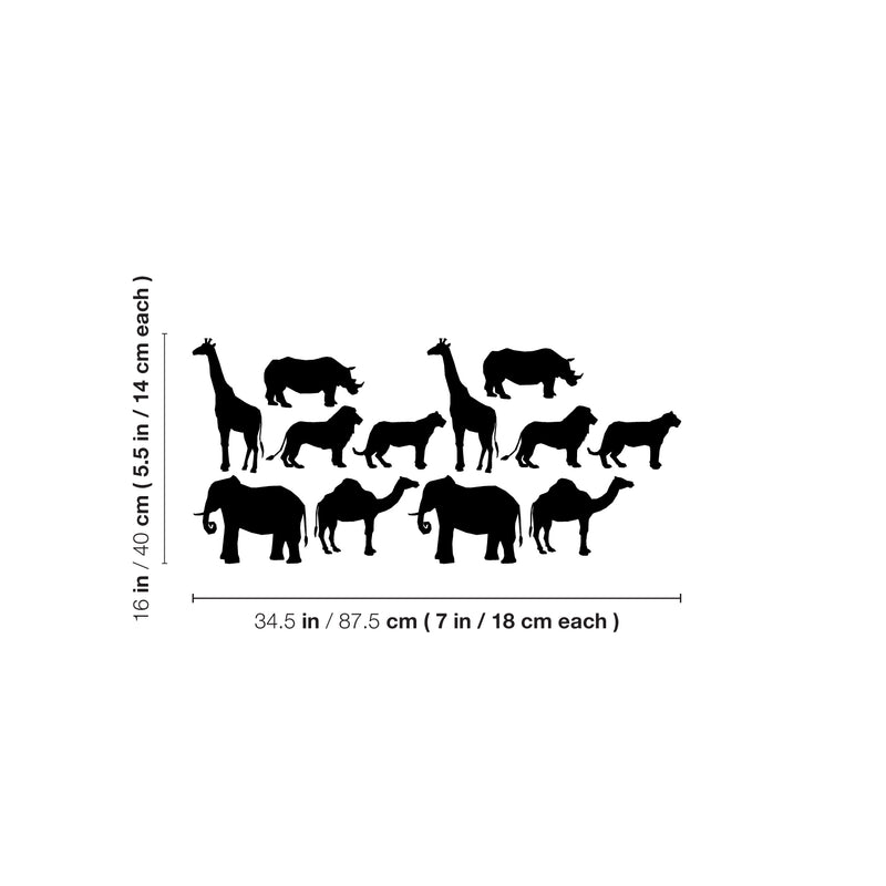 Vinyl Wall Art Decal - Zoo Animals Set - From 7" x 5.5" Each - Cute Adhesive Sticker Minimal Animal Design For Children Bedroom Home School Kids Room Decor 4