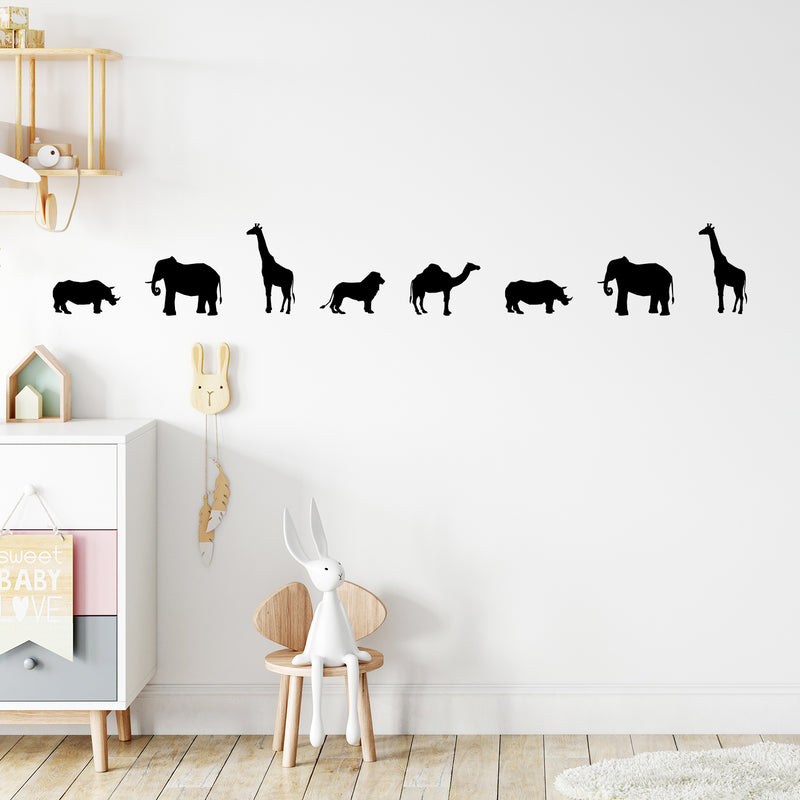 Vinyl Wall Art Decal - Zoo Animals Set - From 7" x 5.5" Each - Cute Adhesive Sticker Minimal Animal Design For Children Bedroom Home School Kids Room Decor 3