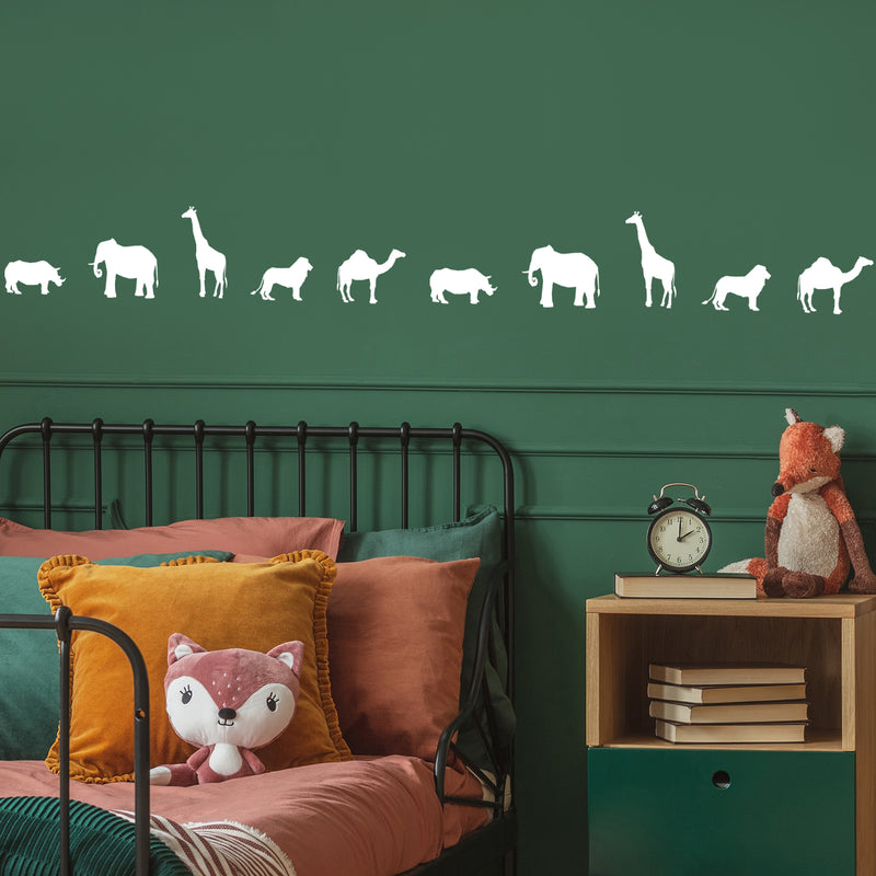 Vinyl Wall Art Decal - Zoo Animals Set - From 7" x 5.5" Each - Cute Adhesive Sticker Minimal Animal Design For Children Bedroom Home School Kids Room Decor 2