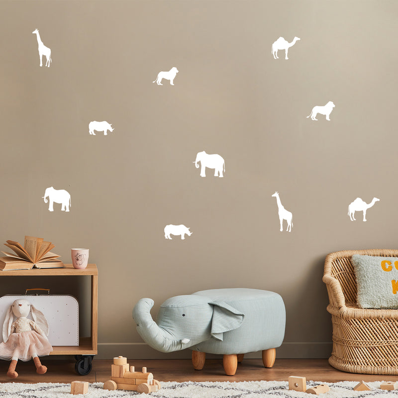 Vinyl Wall Art Decal - Zoo Animals Set - From 7" x 5.5" Each - Cute Adhesive Sticker Minimal Animal Design For Children Bedroom Home School Kids Room Decor 3