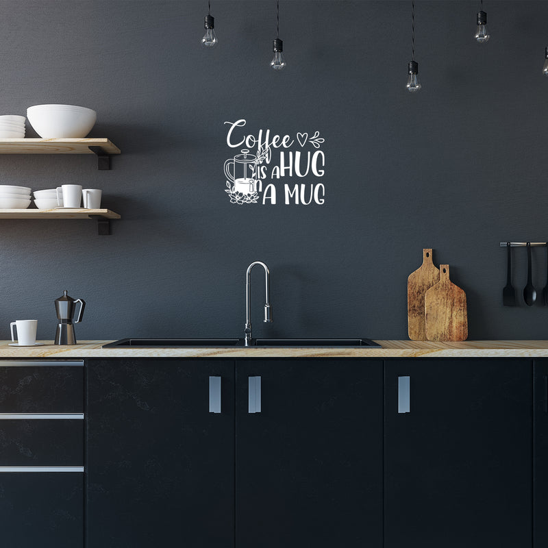 Vinyl Wall Art Decal - Coffee Is A Hug For Your Brain  - 17" x 20" - Modern Inspirational Caffeine Lovers Quote Sticker For Home Office Kitchen Coffee Shop Restaurant Decor 3