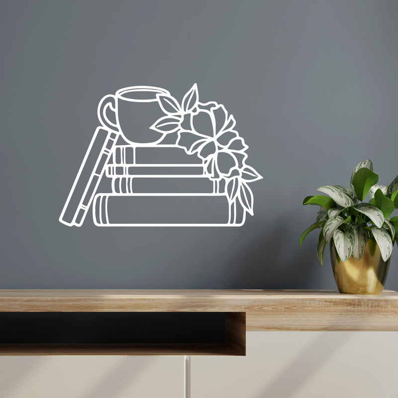 Vinyl Wall Art Decal - Books And Coffee - 8. Trendy Motivational Positive Good Vibes Quote Sticker For Home Study Room Playroom School Classroom Library Office Decor 5