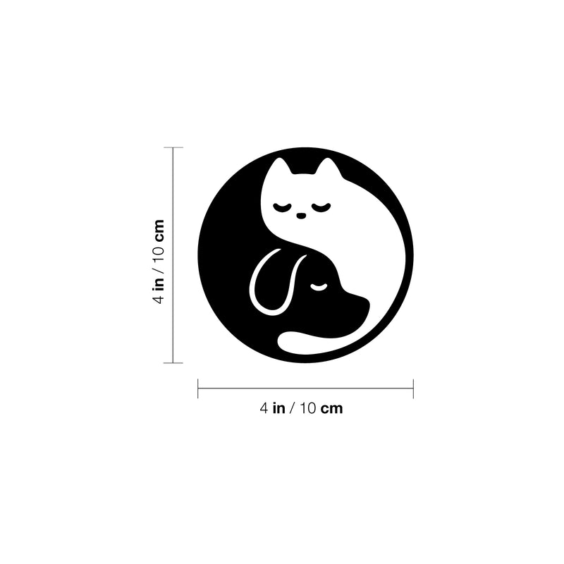 Vinyl Wall Art Decal - Yin Yang Cat And Dog - 4" x 4" - Modern Inspirational Cute Sticker For Home Vet Office Bedroom Living Room Pet Lovers Veterinary Decor 4