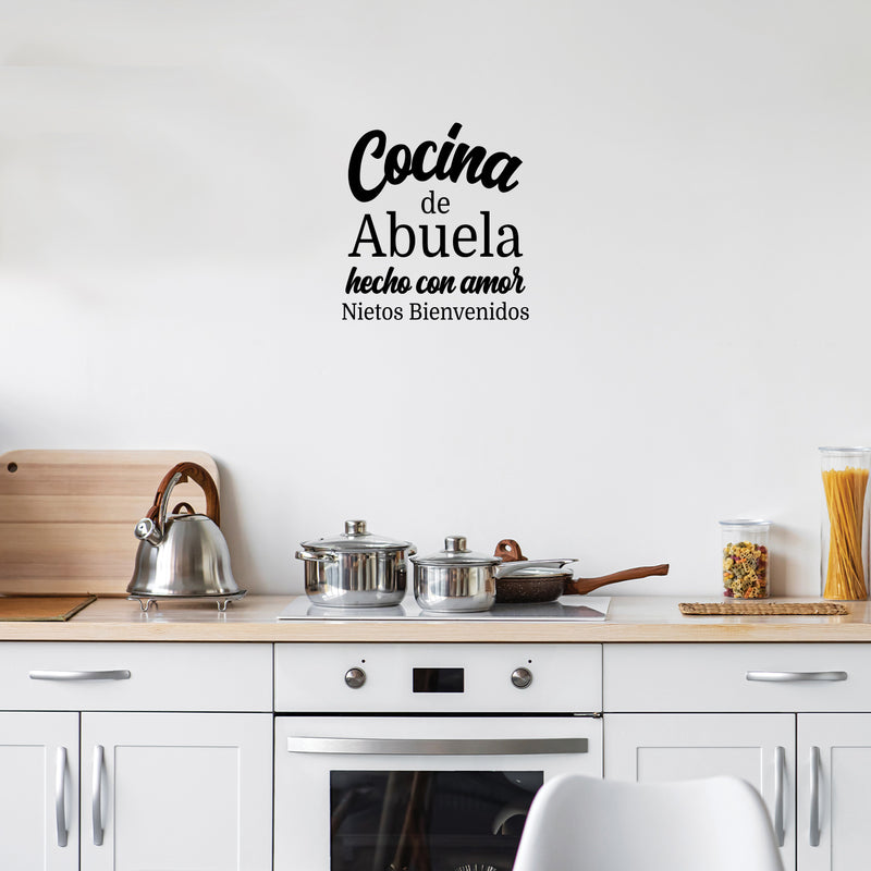 Vinyl Wall Art Decal - Cocina De Abuela Hecho Con Amor / Grandma's Kitchen Made With Love - Modern Spanish Quote Sticker For Home Family Latinas Dining Room Decor 2