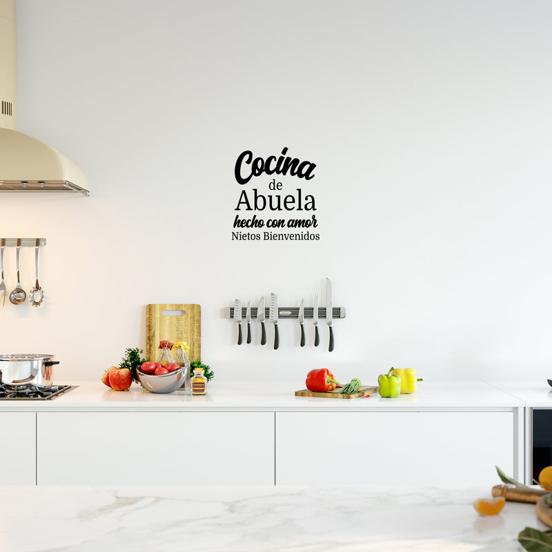 Vinyl Wall Art Decal - Cocina De Abuela Hecho Con Amor / Grandma's Kitchen Made With Love - Modern Spanish Quote Sticker For Home Family Latinas Dining Room Decor 3