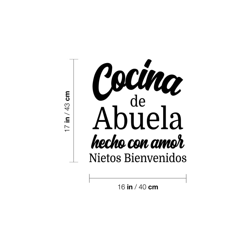 Vinyl Wall Art Decal - Cocina De Abuela Hecho Con Amor / Grandma's Kitchen Made With Love - 16" x 17" - Modern Spanish Quote Sticker For Home Family Latinas Dining Room Decor 4