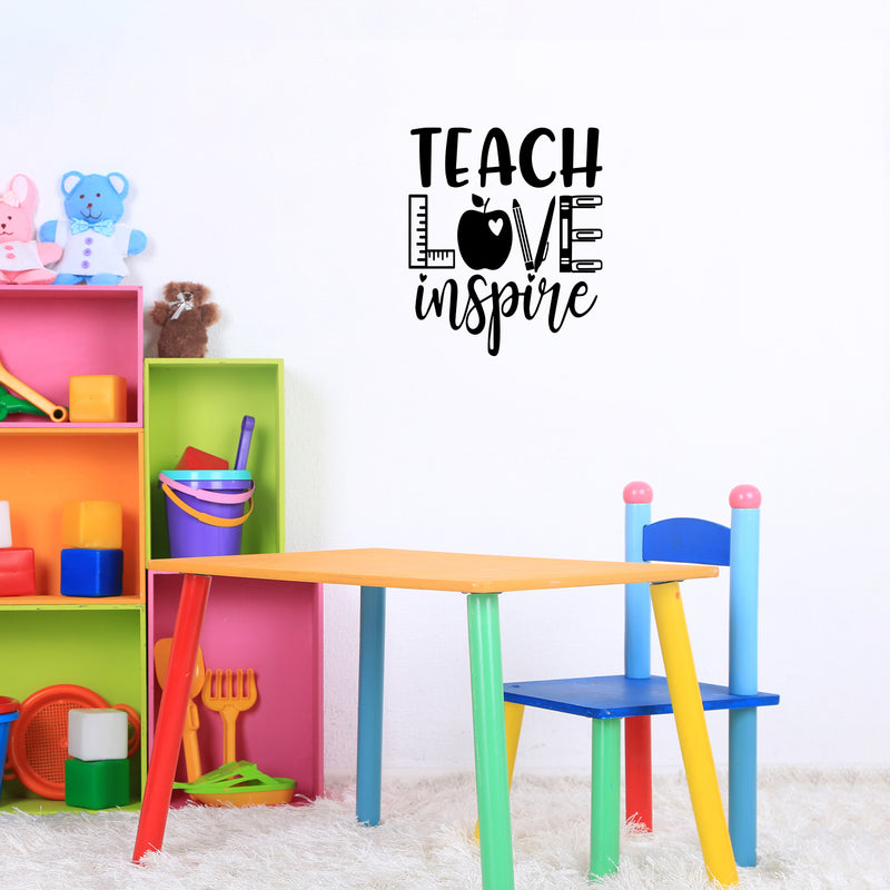 Vinyl Wall Art Decal - Teach Love Inspire - 20" x 17" - Modern Inspirational Educational Quote Sticker For Home School Kids Room Work Office Classroom Decor 3