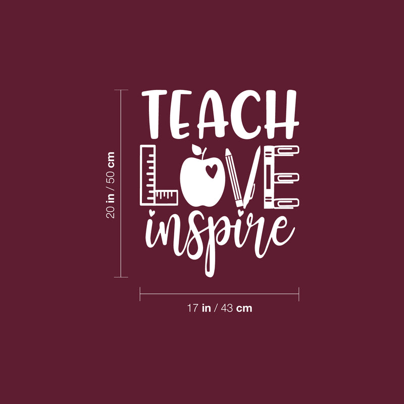 Vinyl Wall Art Decal - Teach Love Inspire - 20" x 17" - Modern Inspirational Educational Quote Sticker For Home School Kids Room Work Office Classroom Decor 4