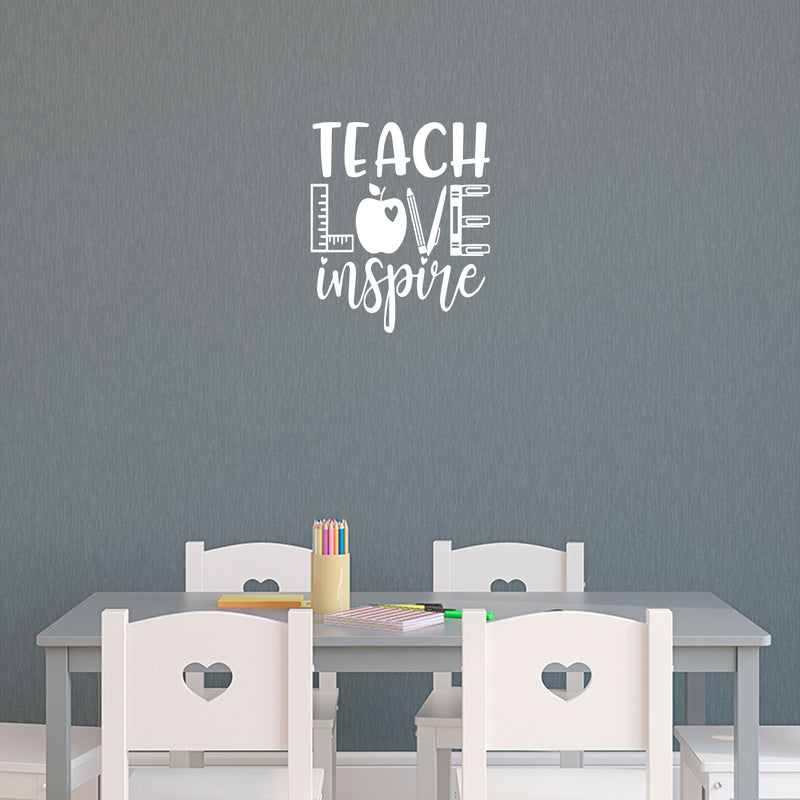 Vinyl Wall Art Decal - Teach Love Inspire - 20" x 17" - Modern Inspirational Educational Quote Sticker For Home School Kids Room Work Office Classroom Decor 2