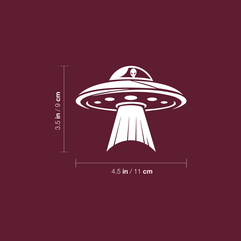 Vinyl Wall Art Decal - UFO - 3.5" x 4.5" - Modern Sci Fi Design Sticker For Bedroom Mirror Make Up Notebooks Laptops Mugs Thermos Car Bumpers Windows Decor 4