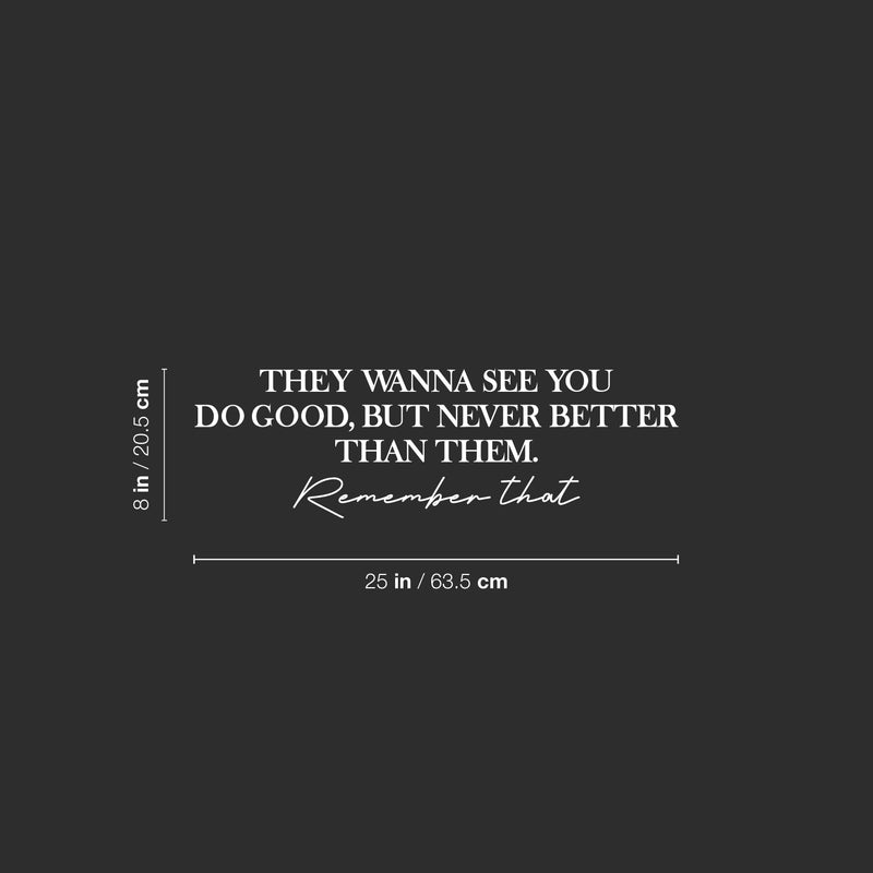 Vinyl Wall Art Decal - They Wanna See You Do Good But Never Better Than Them - 8" x 25" - Motivational Self Love Quote Sticker for Home Office Therapy Bedroom Living Room Decor 3