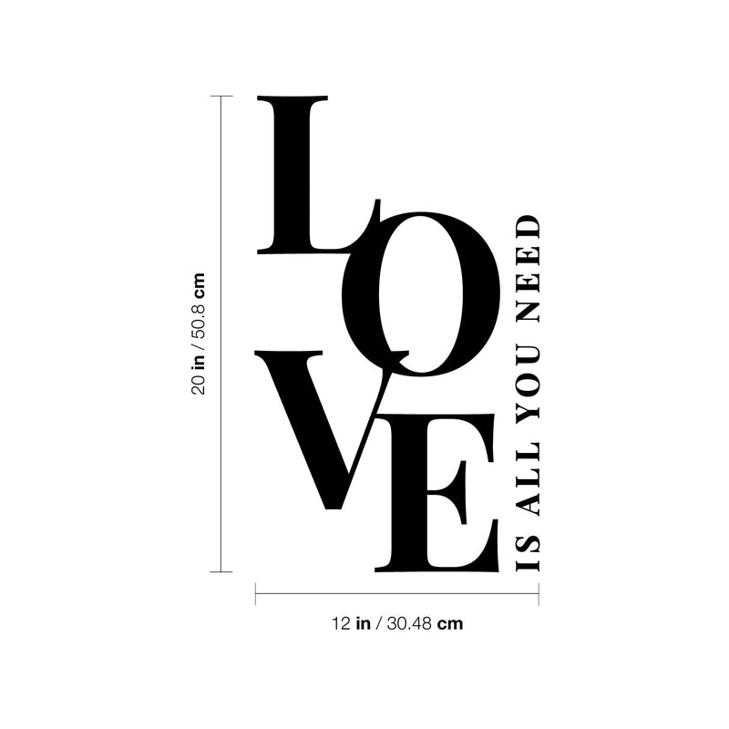 Vinyl Wall Art Decal - Love Is All You Need - 20" x 12" - Trendy Lovely Inspirational Positive Quote Sticker For Home Bedroom Family Living Room Playroom Kids Room Kindergarten Decor 4