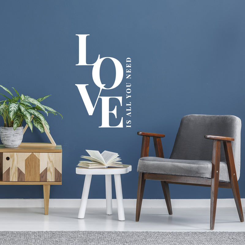 Vinyl Wall Art Decal - Love Is All You Need - 20" x 12" - Trendy Lovely Inspirational Positive Quote Sticker For Home Bedroom Family Living Room Playroom Kids Room Kindergarten Decor 2