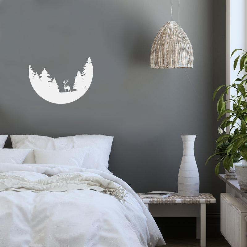 Vinyl Wall Art Decal - Forest Moon Shape - 16.5" x 22.5" - Modern Inspiring Good Vibes Cool Design Sticker For Travel Lovers Home Bedroom Living Room Office Coffee Shop Landscape Decor 3
