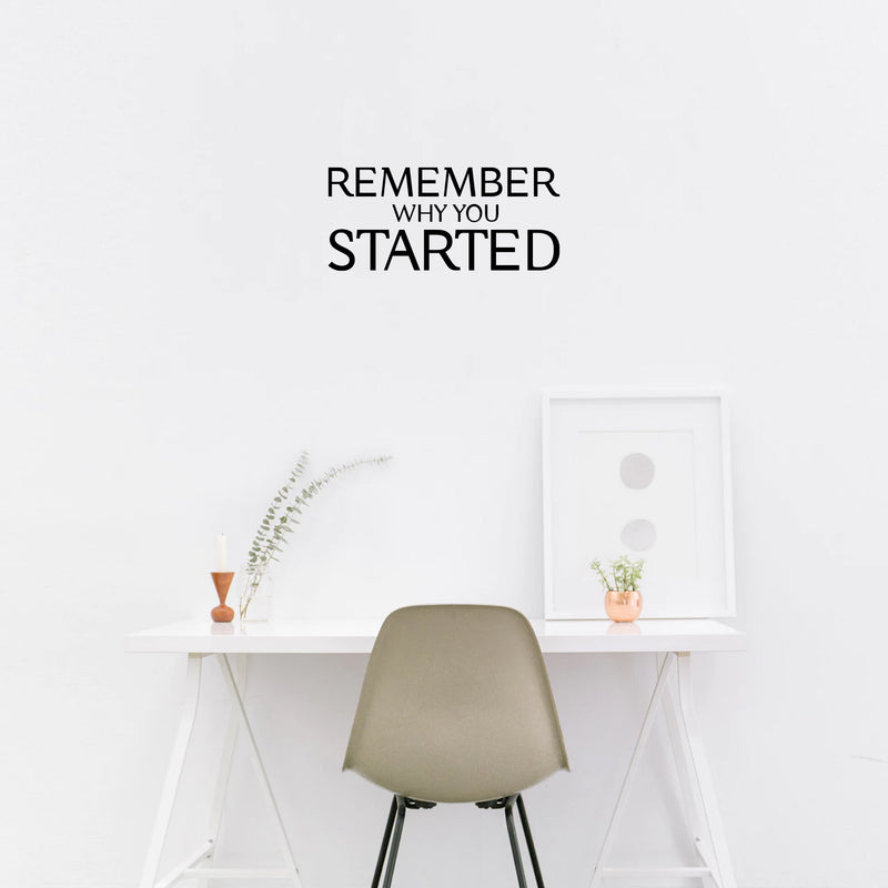 Vinyl Wall Art Decal - Remember Why You Started - Modern Inspirational Positive Life Quote Sticker For Home Gym Work Office Bedroom Living Room Coffee Shop Decor 3