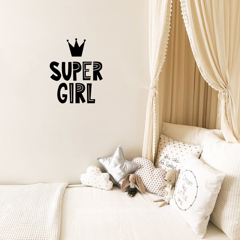 Vinyl Wall Art Decal - Super Girl - 20" x 17" - Modern Inspirational Cute Lovely Good Vibes Girly Quote Crow Design Sticker For Children Bedroom Home Baby Window Decor 2