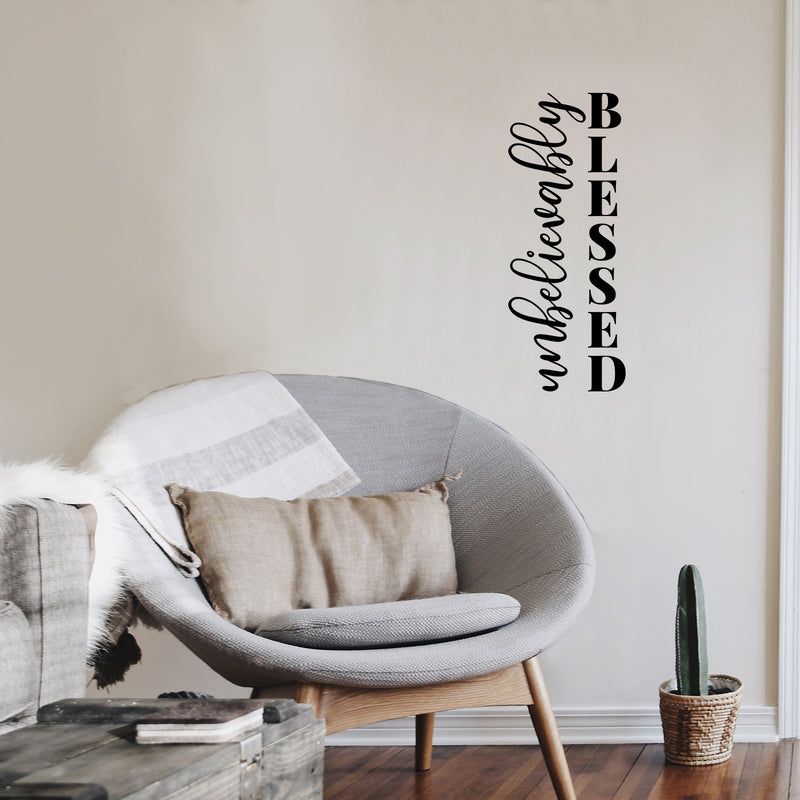 Vinyl Wall Art Decal - Unbelievably Blessed - Modern Inspirational Lovely Quote Sticker For Home Closet Kids Nursery Playroom Family Room Daycare Kindergarten Classroom Decor 3