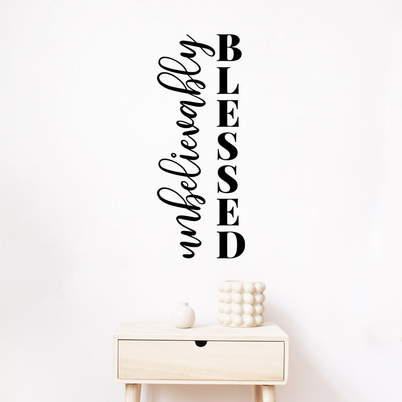 Vinyl Wall Art Decal - Unbelievably Blessed - 28" x 11" - Modern Inspirational Lovely Quote Sticker For Home Closet Kids Nursery Playroom Family Room Daycare Kindergarten Classroom Decor 2