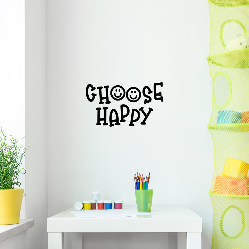 Vinyl Wall Art Decal - Choose Happy - 14. Modern Inspirational Cute Quote Smile Faces Design Sticker For Children Bedroom Home Baby Nursery Daycare Kids Room Decor 3