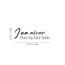 Vinyl Wall Art Decal - I Am Nicer Than My Face Looks - 8. Trendy Funny Sarcastic Adult Joke Quote Sticker For Home Office Bedroom Closet Mirror Decor 4
