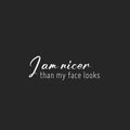 Vinyl Wall Art Decal - I Am Nicer Than My Face Looks - 8.5" x 25" - Trendy Funny Sarcastic Adult Joke Quote Sticker For Home Office Bedroom Closet Mirror Decor 1