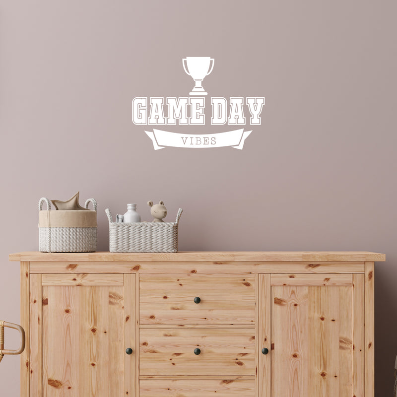 Vinyl Wall Art Decal - Game Day Vibes - 16.5" x 23.5" - Modern Inspirational Cute Quote Trophy Design Sticker For Children Bedroom Home Baby Nursery Daycare Kids Room Decor 3