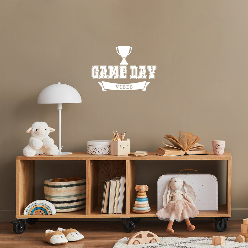 Vinyl Wall Art Decal - Game Day Vibes - 16.5" x 23.5" - Modern Inspirational Cute Quote Trophy Design Sticker For Children Bedroom Home Baby Nursery Daycare Kids Room Decor 2