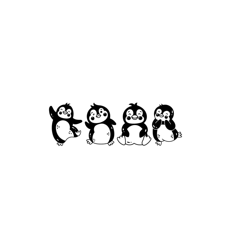 Vinyl Wall Art Decal -  Penguin Family - 13" x 40" - Trendy Inspirational Cute Animal Design Sticker For Children Bedroom Home Baby Nursery Daycare Kids Room Decor 1