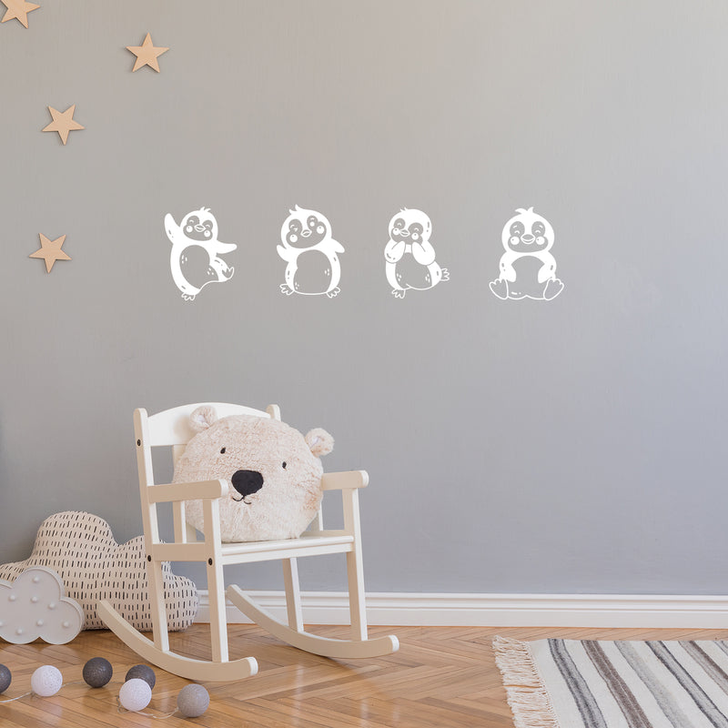 Vinyl Wall Art Decal - Penguin Family - Trendy Inspirational Cute Animal Design Sticker For Children Bedroom Home Baby Nursery Daycare Kids Room Decor 5