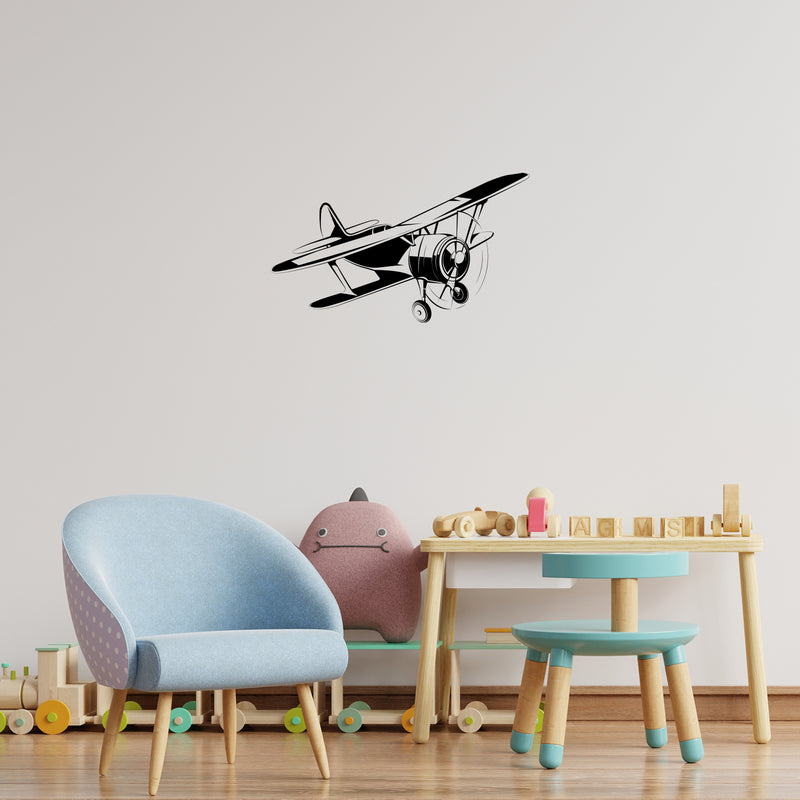 Vinyl Wall Art Decal - Aero Plane - 16. - Modern Inspiring Lovely Planes Deigns Sticker For Home Boys Room Toddlers Bedroom Nursery Playroom Kindergarten Daycare Fun Decor 2