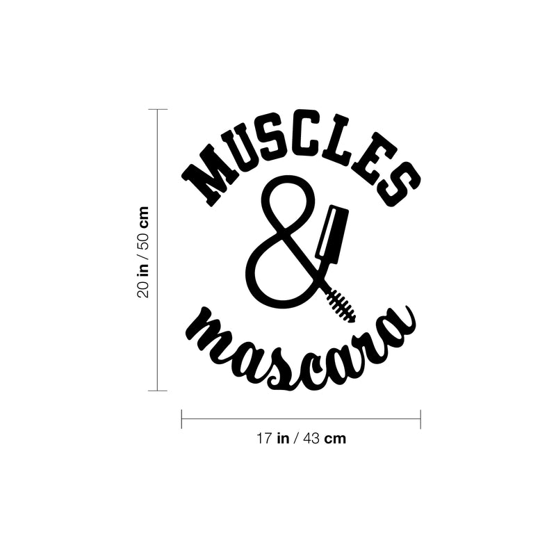 Vinyl Wall Art Decal - Muscles And Mascara - 20" x 17" - Trendy Inspirational Power Feminine Quote Sticker For Workout Room Yoga CrossFit Center Gym Fitness Lifestyle Decor 4
