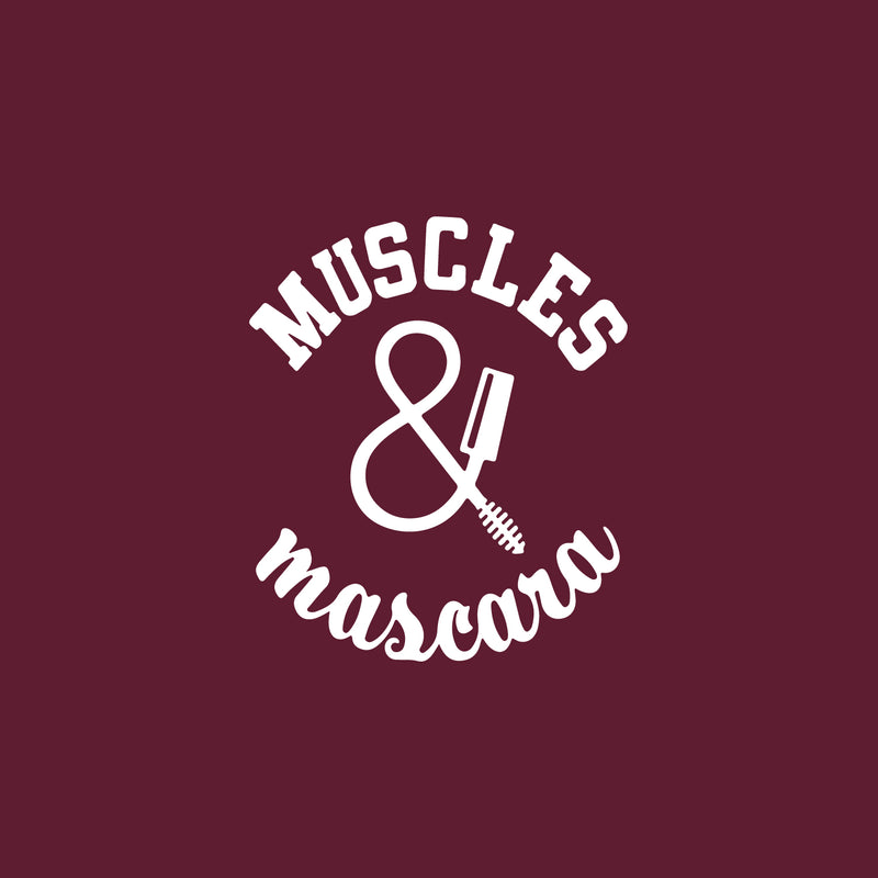Vinyl Wall Art Decal - Muscles And Mascara - 20" x 17" - Trendy Inspirational Power Feminine Quote Sticker For Workout Room Yoga CrossFit Center Gym Fitness Lifestyle Decor 1