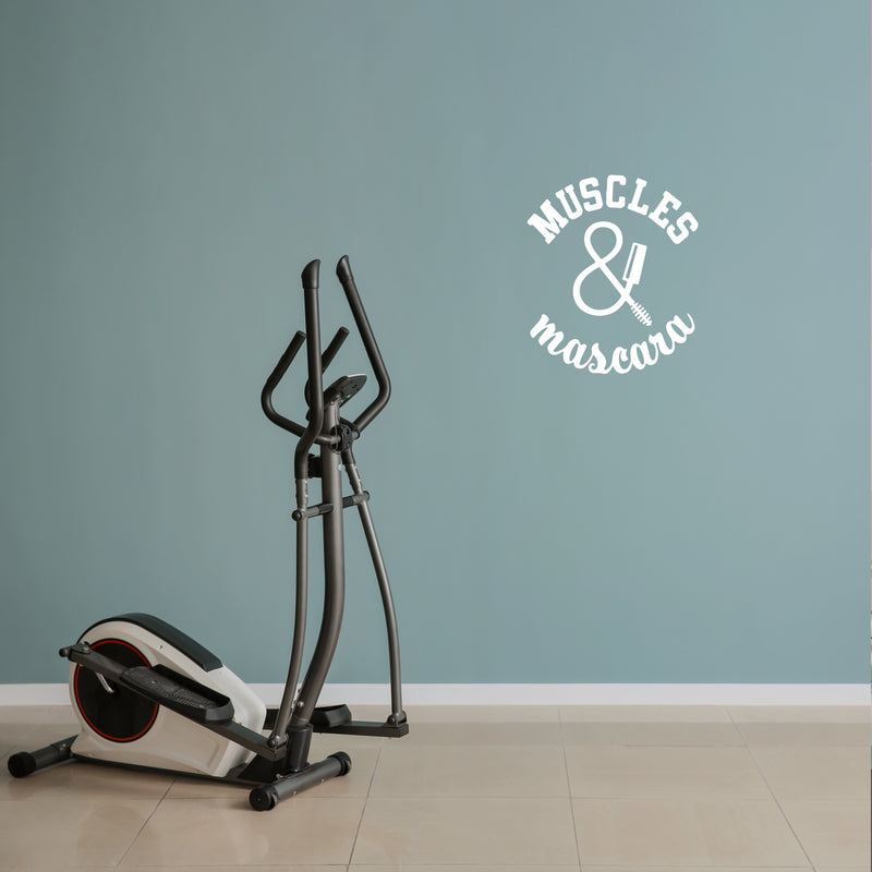Vinyl Wall Art Decal - Muscles And Mascara - 20" x 17" - Trendy Inspirational Power Feminine Quote Sticker For Workout Room Yoga CrossFit Center Gym Fitness Lifestyle Decor 3