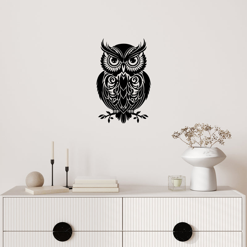 Vinyl Wall Art Decal - Owl Mandala - - Modern Cute Animal Geometric Sticker For Girly Home Office School Bedroom Yoga Meditation Mirror Decor 2