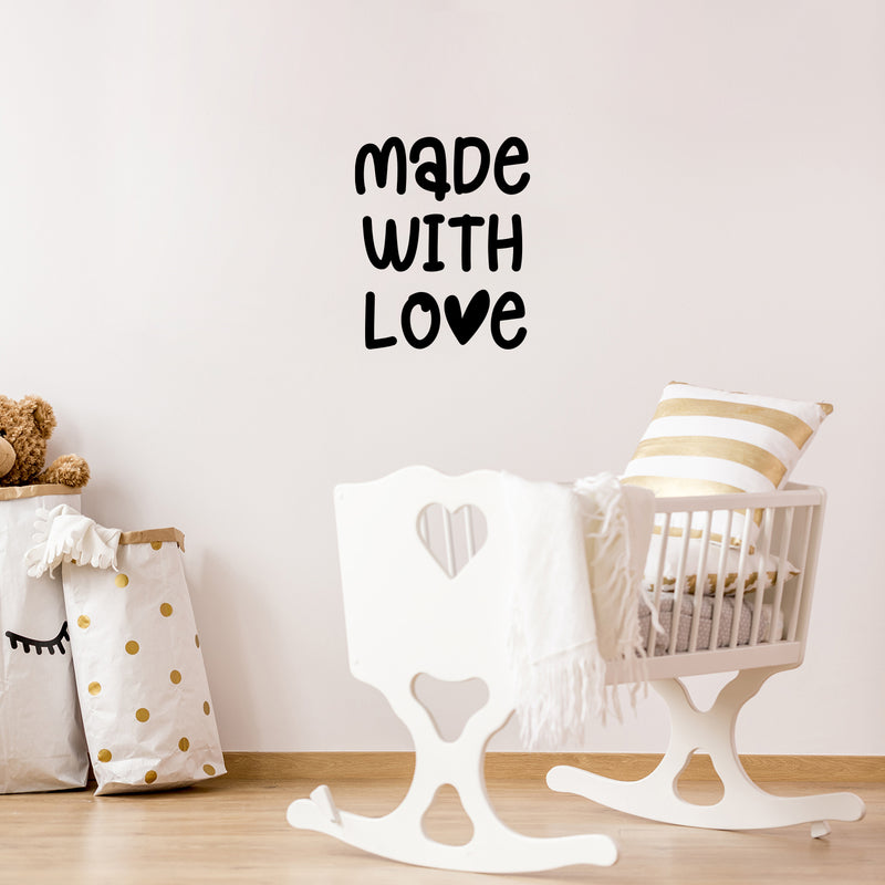 Vinyl Wall Art Decal - Made With Love - 20" x 16.5" - Modern Lovely Inspirational Quote Sticker For Home Bedroom Family Living Room Playroom Kids Room Kindergarten Decor 2