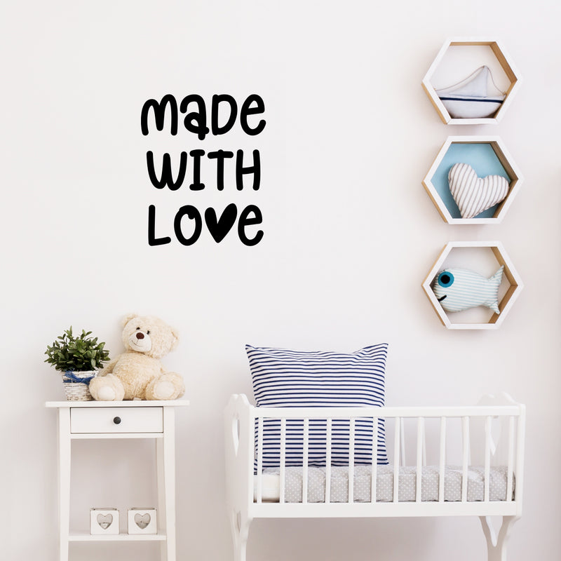 Vinyl Wall Art Decal - Made With Love - 20" x 16.5" - Modern Lovely Inspirational Quote Sticker For Home Bedroom Family Living Room Playroom Kids Room Kindergarten Decor 3